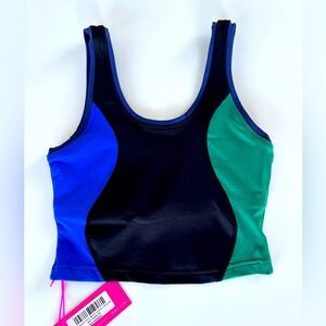 NWT Terez Racerback Tank w Shelf Bra, TLC Princess Seam Colorblock, XS
